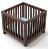 Dollhouse Miniature Walnut Slatted Play Pen with Blue Fabric