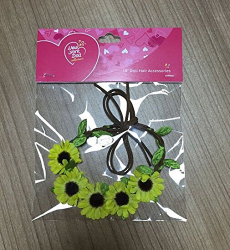 18 inch Doll Headband - Floral Sunflower Wreath Yellow for Dolls - Hair Accessories for American Girl Dolls