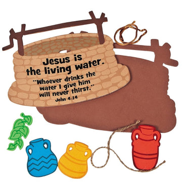 Fun Express Jesus is The Living Water Sign Craft Kit - Set of 12 Sunday School Crafts for Kids | Christian Bible VBS Vacation Bible School Supplies |