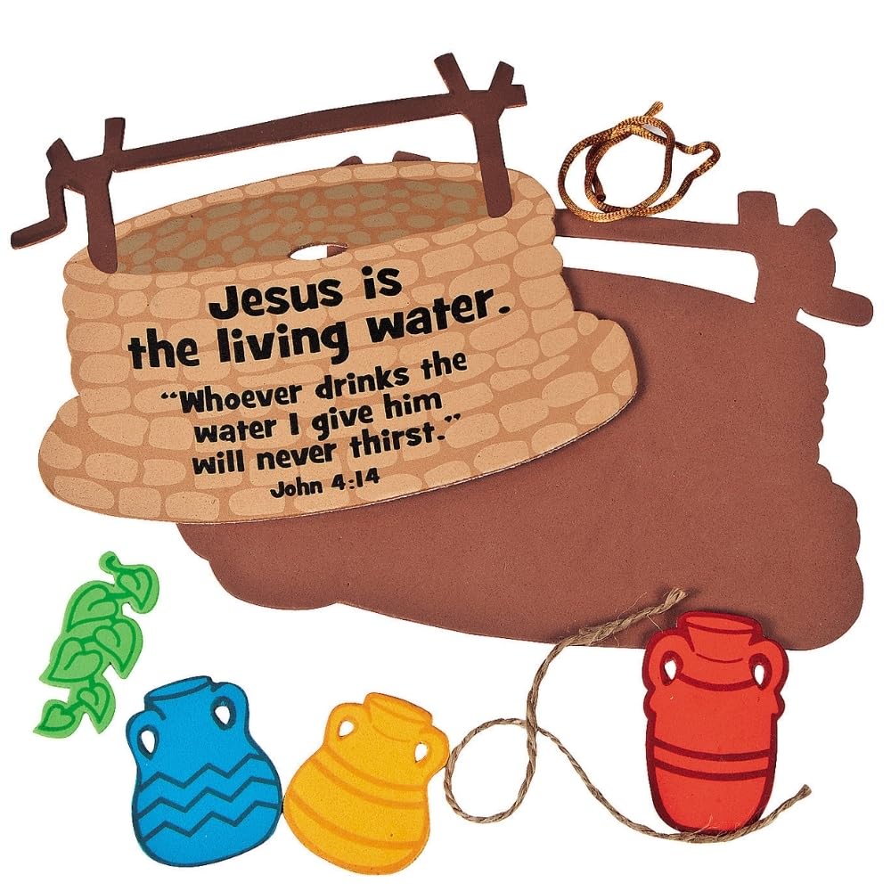 Fun Express Jesus is The Living Water Sign Craft Kit - Set of 12 Sunday School Crafts for Kids | Christian Bible VBS Vacation Bible School Supplies |
