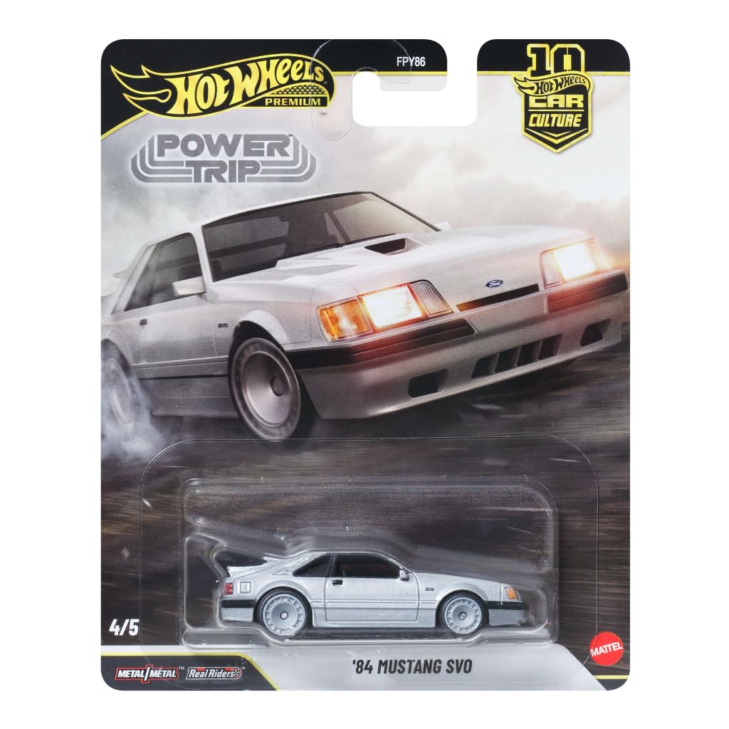 Hot Wheels Premium Car Culture Vehicle 84 Mustang SVO American Sports Car Premium Collection 1:64 Scale Metal/Metal Construction with Real Riders