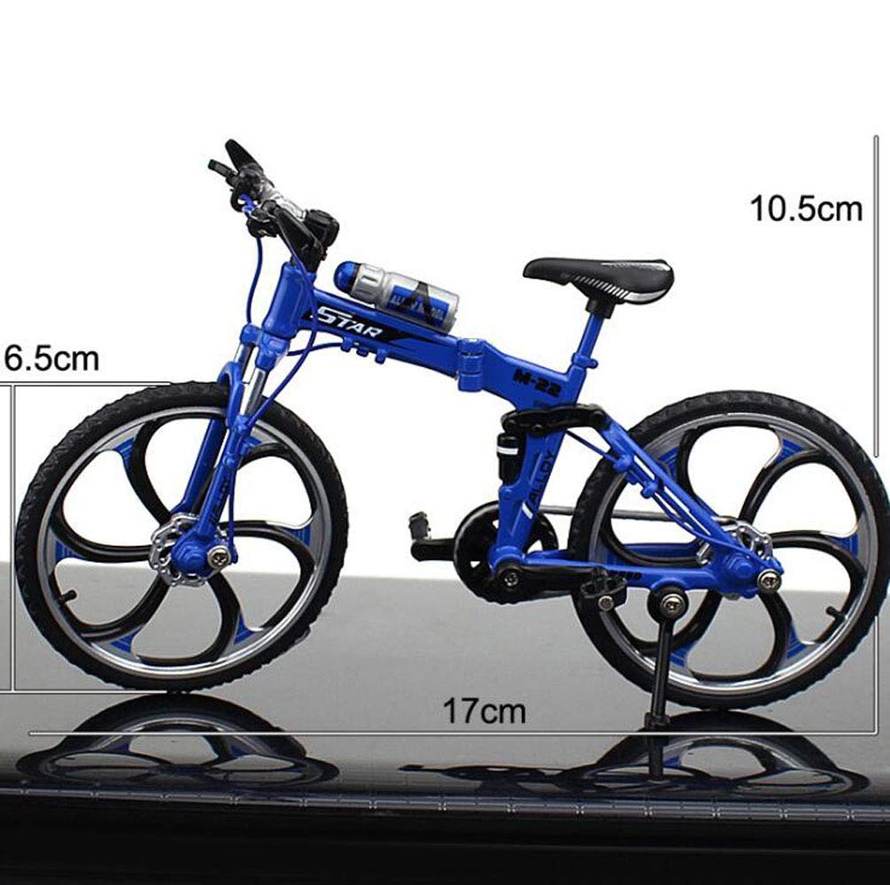 Nuoyi Creative Alloy Finger Bicycle 1:10 Miniature Analog Bicycle, Foldable Finger Mountain Bicycle Toy(Blue)