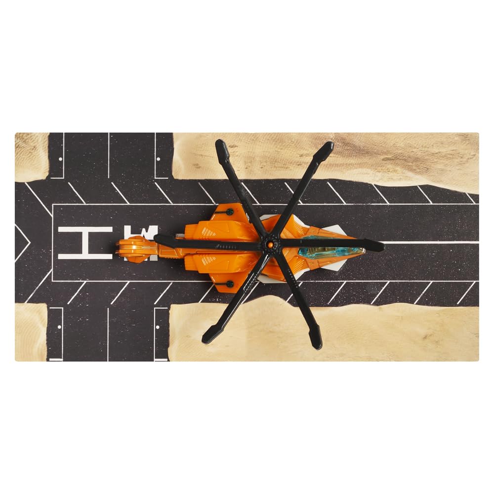 Matchbox Collectible Die-Cast Metal Sky Busters Air Grabber - HVM53 ~ Orange, Black White and Black Helicopter ~ Includes Playmat