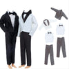 BJDBUS 2 Sets Formal Office Suits Including Black Coat , White Coat , White Shirt with Bow-Knot , Black Trousers Groom Wedding Tuxedo for 11.5 Inch
