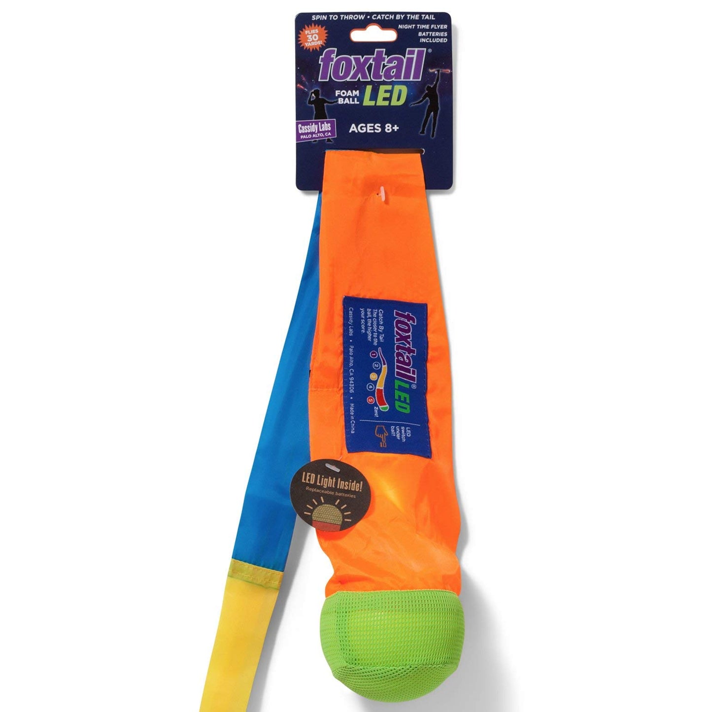 Foxtail LED - Outdoor Throw and Catch Light Up Game - Foam Ball & Tail Glow at Night - Play in The Dark - Fun Gift Idea for Kids & Adults, Boys &