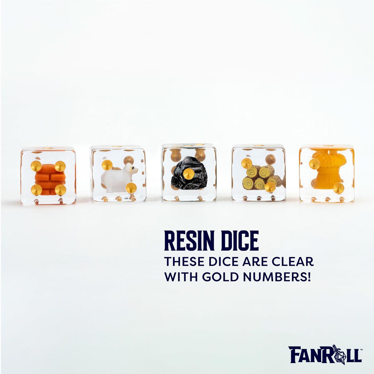 FanRoll Compatible with Catan Inclusion Dice, Set of 5