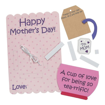Mother's Day Tea Cup of Love Card Craft Kit (Makes 12) Crafts for Kids and Fun Home Activities