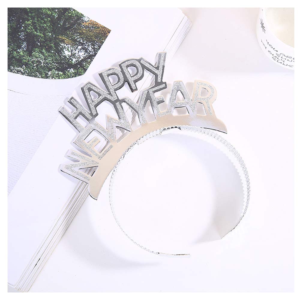 Soochat Happy New Year Headband Tiara New Years Eve Party Supplies Gold Silver Black 12 Pieces