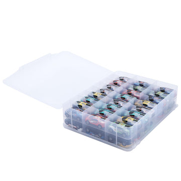 TONYLAIJIANTAO Double Sided 1/64 Scale Toy Car Storage Case Compatible with Matchbox Car Hot Wheels Storage Case,48 Slot Transparent Organizer for 48