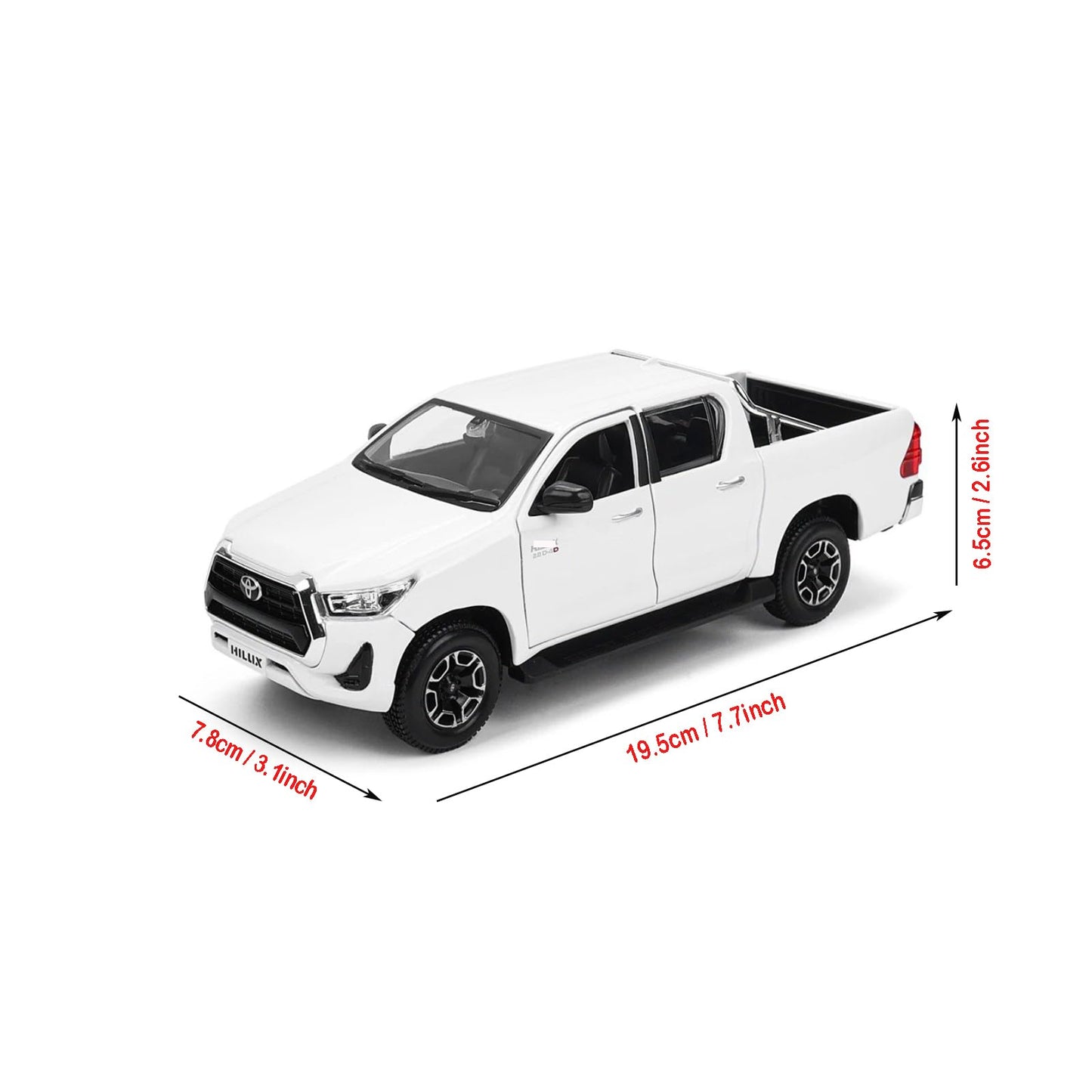 HTLNUZD 1/27 Alloy Racing Car Model for Toyota Hilux Pickup Adult Exquisite DieCast Realistic Design & Premium Finish Ultimate Collectible Model