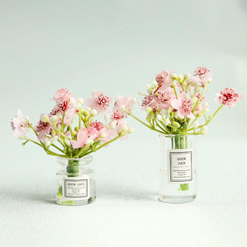 Miniature Flowers in Vase Set - 1:6 Scale Dollhouse Décor with Realistic Details, Tiny Floral Arrangements for Micro Landscape, Train Platform