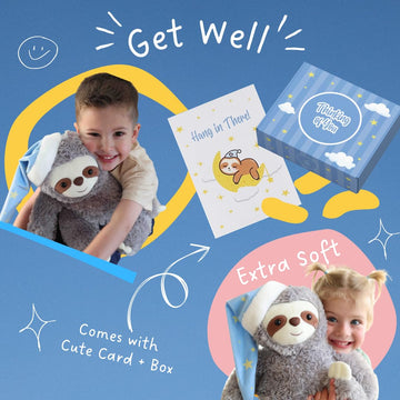 Thoughtful Sloth Plush Stuffed Animal - 16" Cotton Soft Cuddly Toy, Get Well Soon Care Package Gift for Kids, Teens & Adults