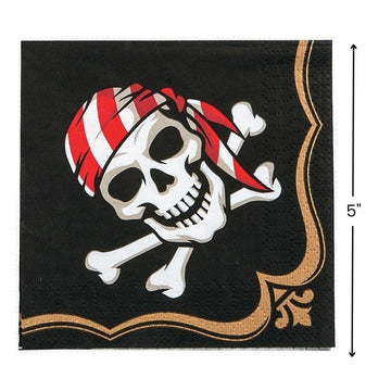 Fun Express - Pirate Beverage Napkins (16pc) for Birthday - Party Supplies - Print Tableware - Print Napkins - Birthday - 16 Pieces