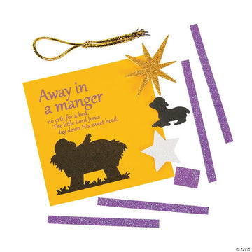 Inspirational Multicolor Away in a Manger Ornament Craft Kit - 4" x 4" (Makes 12) - Perfect for Kids & Family Fun