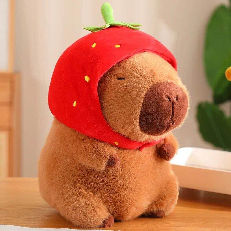 Sebil Capybara Plush Stuffed Animal with Turtle Backpack for Kids Adults Birthdays Valentines Gift (Strawberry)