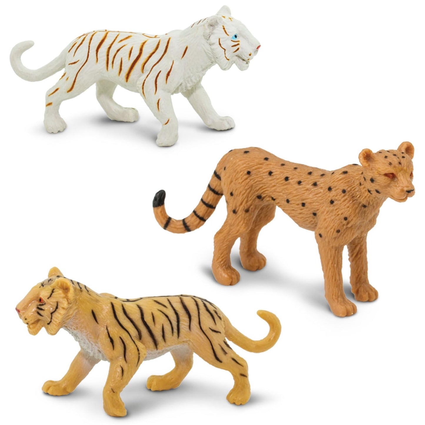 Safari Ltd. Big Cats TOOB - 9 Mini Figurines Including Lion, Tiger, White Tiger, Jaguar, Black Jaguar, Mountain Lion, Cheetah, Leopard, and Ocelot