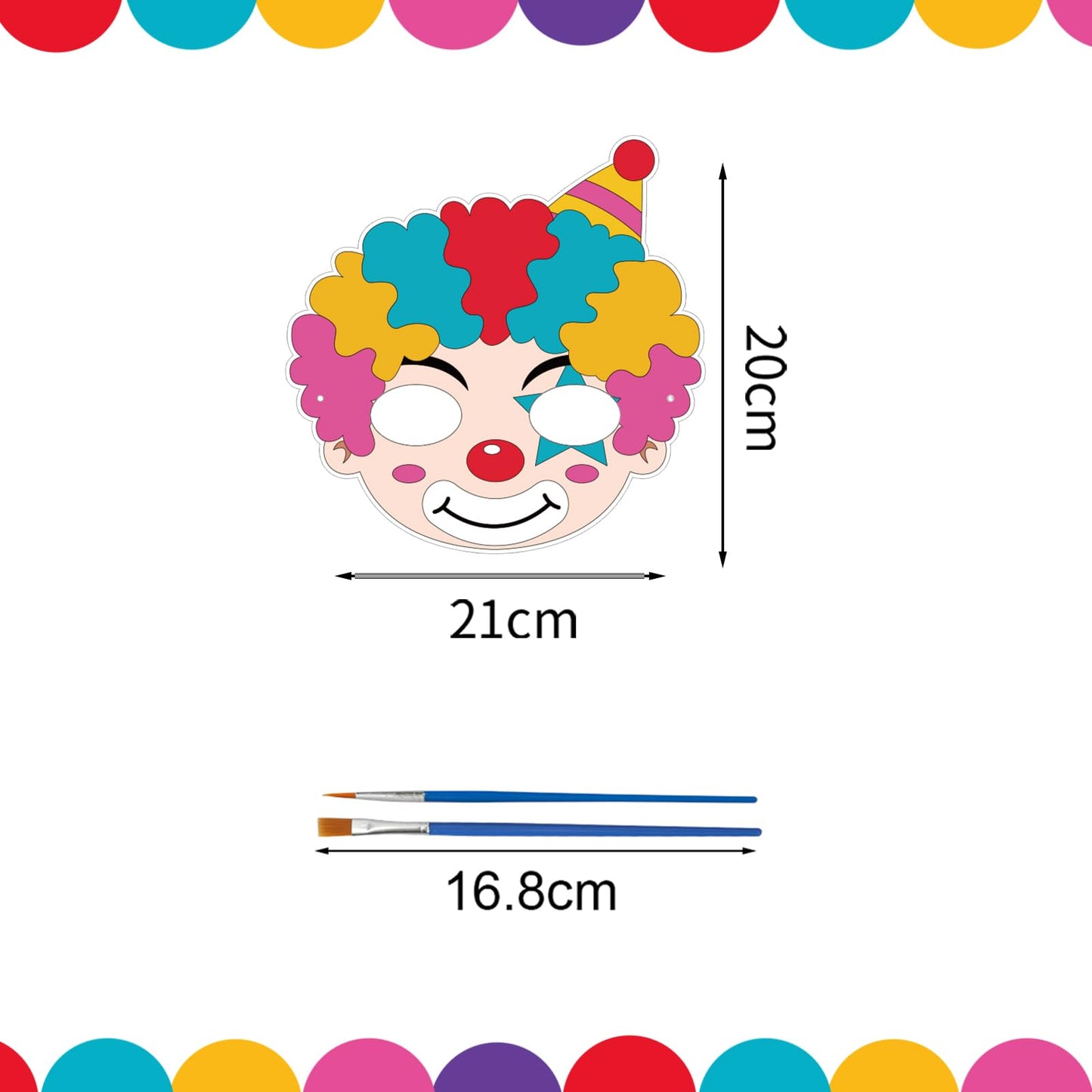 ZEELONA 24 Pcs Circus Craft for Kids Summer Class Color Your Own Clown Mask