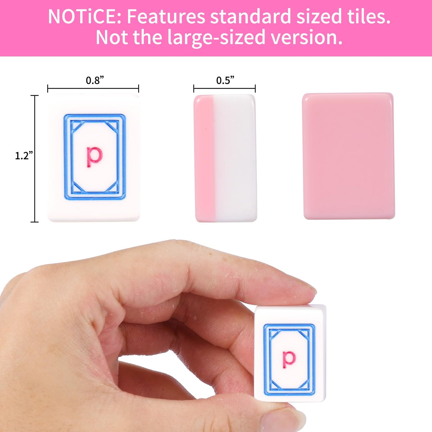 SJKHGU American Mahjong | 166 Premium 1.2-inch Ivory White Tiles | Complete Mahjong Game Set Pink