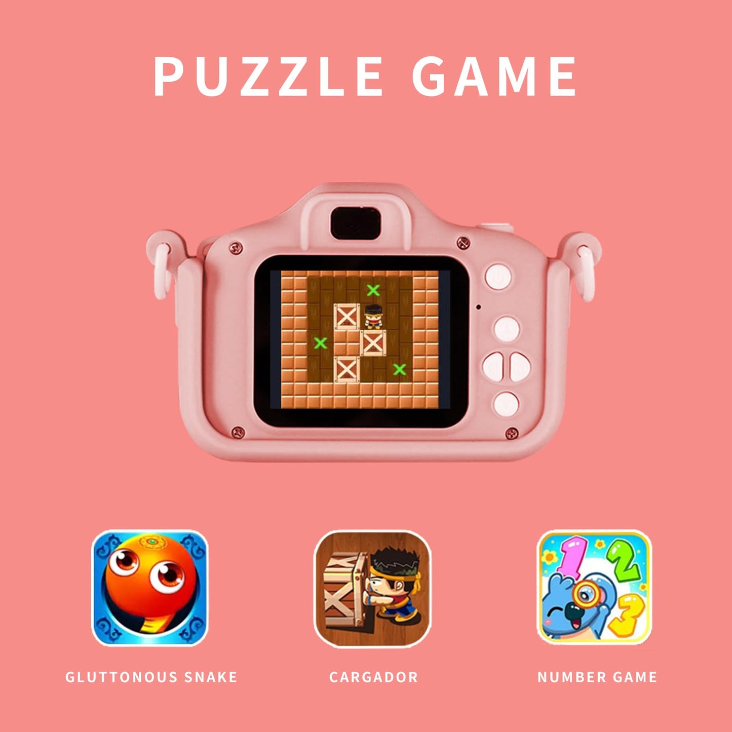 Snowall Kids Camera, Rainbow Design, 2.0 Inch LCD Screen, with 64GB Memory Card, Girls Toy
