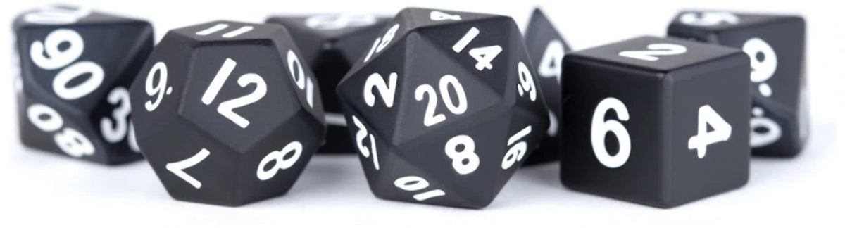 Metal Dice Polyhedral Set of 7 die (7) Black