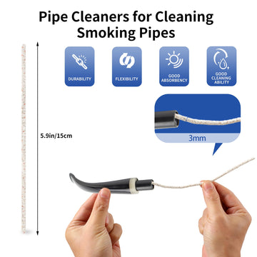 Phinus 300 Pack Pipe Cleaners Pipe, 6-Inch Pipe Cleaners Bulk, Cotton and Plastic Pipe Cleaner, Pipecleaners for Removing Tar & Resin, Pipe Cleaners