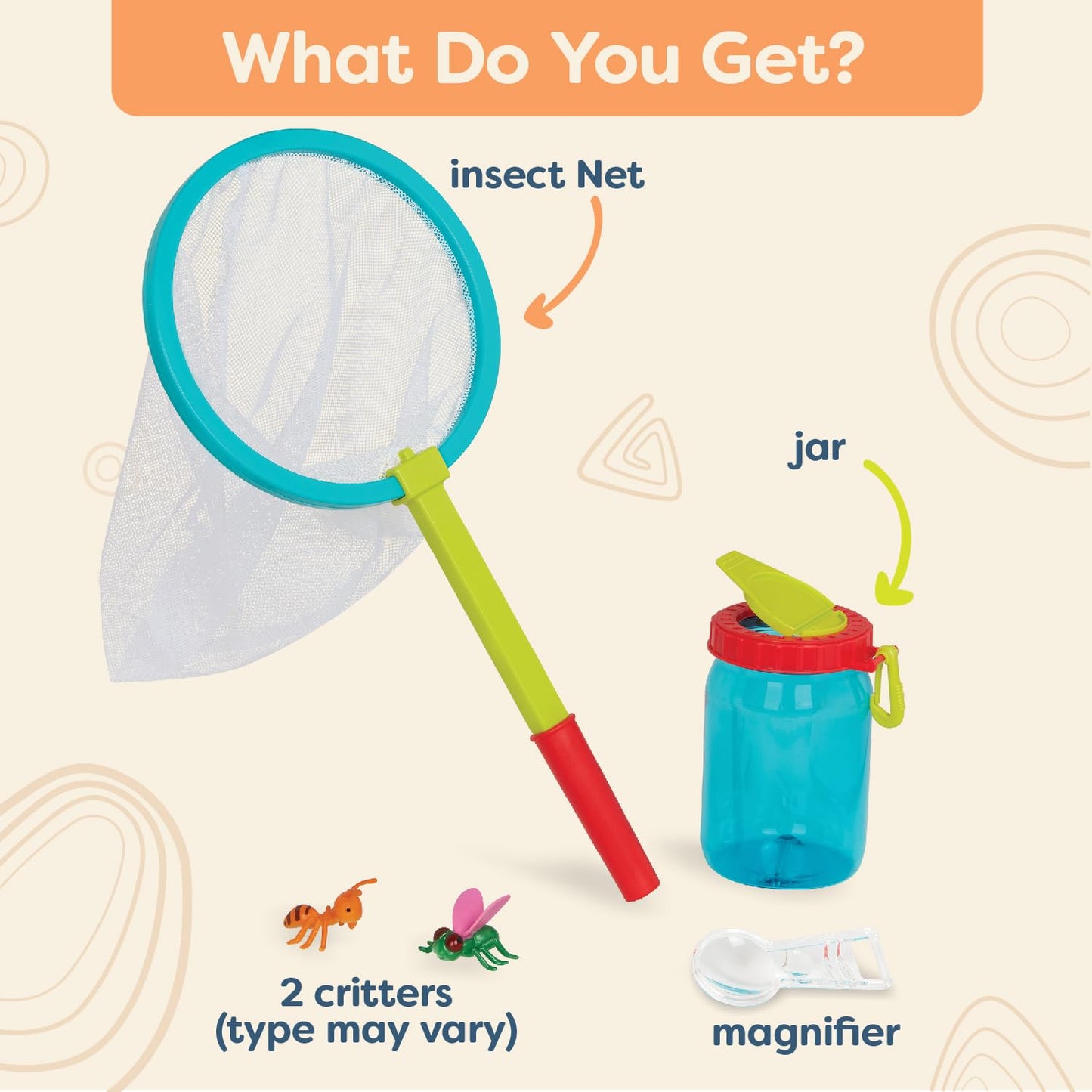 B. toys Mini Catcher's Kit Bug Catching Set with Net Jar Magnifier, Summer