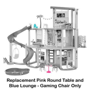 Replacement Parts for Barbie Doll Dreamhouse Doll House Playset HMX10 - Replacement Pink Round Table and Blue Lounge - Gaming Chair