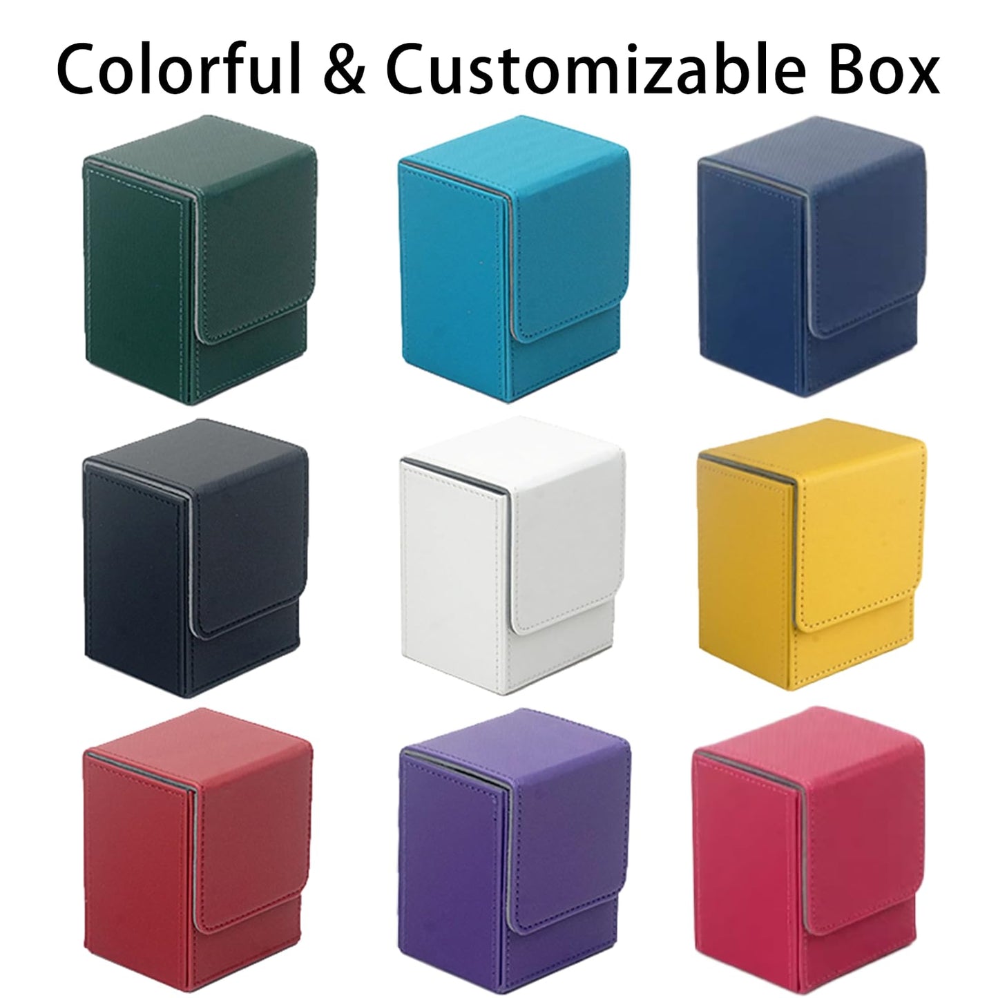 VEHASAYO Custom Card Deck Box, Make Your Own Card Cases, Premium Leather Deck Case for TCG, MTG, CCG, OCG Storage, Compatible with Magic The Gathering