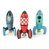 Tender Leaf Toys - Rocket Construction - 18 Pc Wooden Construction Toy Playset Builds 3 Space Ships - Develops Dexterity, Problem Solving