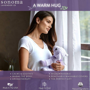 Sonoma Lavender Plush Lamb Microwavable Aromatherapy Pillow Filled with Lavender and Flaxseed, Removable and Washable Cover