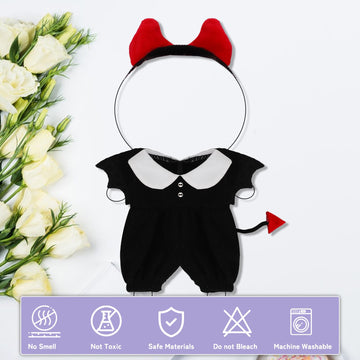 Halloween Red Devil Costume Clothes Set with Horn Headband for 15-17cm (4 Inch) Blind Box Dolls