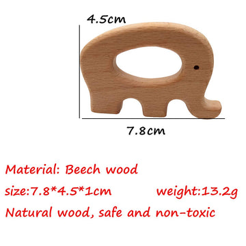 10pcs Natural Wooden Elephant Montessori Toy Pendant Pure Natural Beech Wood Animal Shape for Handmade Arts and Crafts (Elephant 10pcs)