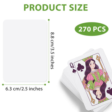 REGUICORP 270PCS Blank Playing Cards, 2.5" x 3.5" Printable Blank Game Cards, White Blank Playing Cards to Write On for Study, Leave Comments, Write