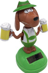 1Pc Green Solar Powered Dancing Beer Dog Ornaments,Swinging Animated Dancer,Solar Powered Dancing Dog,Car Bobble Head Decors,Bobble Head Figures