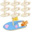 Amersumer 10 Pcs DIY Toy Wood Boat Craft Kits, Mini Wooden Sailboat Kits, Paddle Boats Paint and Decorate for School Projects, Make Your Own Sailboat