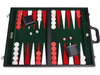18" Leatherette Backgammon Set - Inlaid Velvet Field - Black/Green Board