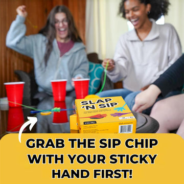 Slap N Sip A Hilarious Drinking Game with Sticky Hands, 200 Cards & A Sip Chip, Fast-Paced Adult Party Game for Game Nights, Funny Gift for Adults