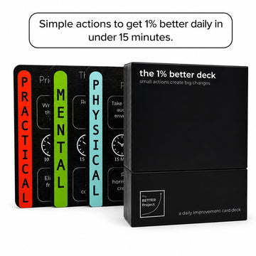 Daily Self Improvement Cards for Discipline, Productivity, Motivation & Mindset - The 1% Better Deck