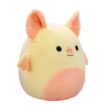 Squishmallows SQCR05482 16-Inch-Meghan The Cream and Pink Bat with Fuzzy Belly, Multicolour