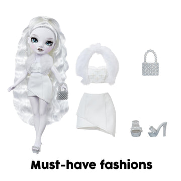 Rainbow High Shadow High Natasha Zima Grayscale 11” Fashion Doll with White Hair and White Outfit, Stylish Handbag, for Kids 4-10 Years Old