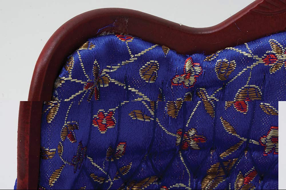 Classics by Handley Dollhouse Miniature Victorian Sofa, Mahogany with Blue Floral Fabric