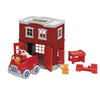 Green Toys Fire Station Playset - 8 Piece Pretend Play, Motor Skills, Language & Communication Kids Role Play Toy. No BPA, phthalates, PVC. Dishwasher