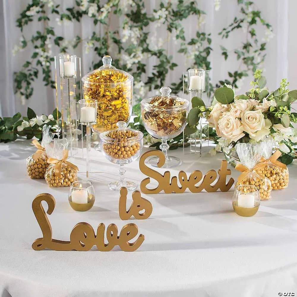 Love is Sweet Gold Table Decor Set (wood) Home Decor and Wedding