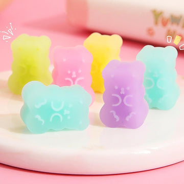 10Pcs Cute Erasers for Kids - Colorful Gummy Bear Cabochons | Erasers Animals | Interactive Eraser Pets| Cartoon Bear Pencil Erasers | Stationery