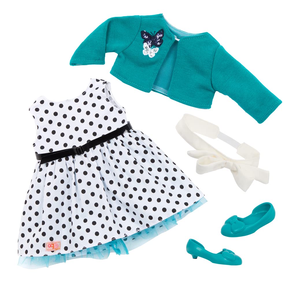 Our Generation - 46 cm Retro Doll with a Party Polka Dots Dress - Ruby