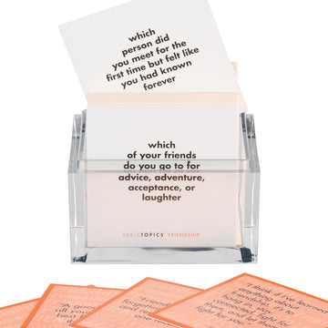 TableTopics Friendship Conversation Starter Card Game - 135 Entertaining Questions Plus Quotes & Tips for Groups of Adult Friends to Play & Deepen