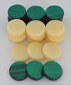 Manopoulos 30 Acrylic Backgammon Checkers - Chips Green & Ivory 1.4 inches