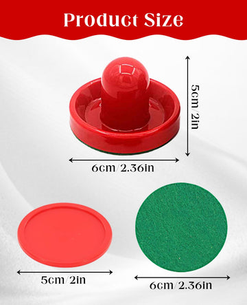 Waaqkid 16 Pcs Air Hockey Pucks and Paddles, Mini Goal Handles Air Hockey Replacement Accessories (4 Pushers, 4 Pads, 8 Pucks)