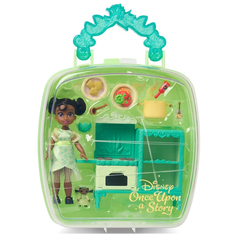 Disney Store Official Princess Tiana Once Upon a Story Doll Playset, 5 Inch Mini Doll Playset - Mini Figures with Accessories, The Princess and the