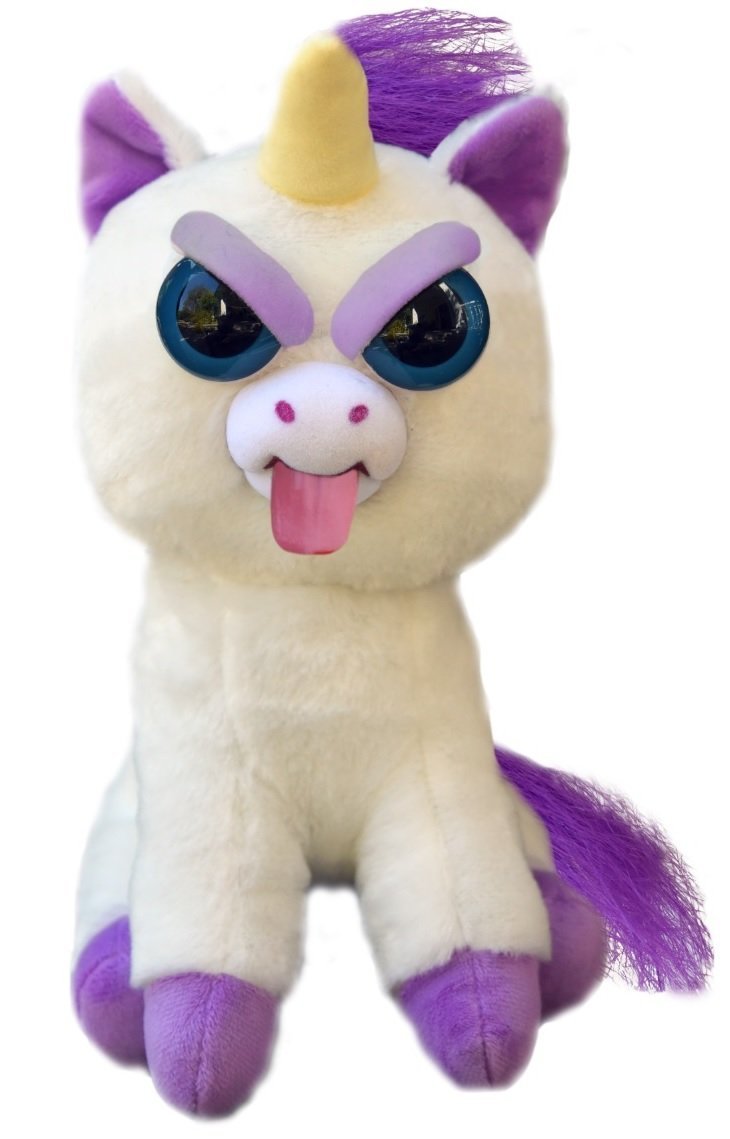 Feisty Pets Expressions, Glenda Glitterpoop, Plush Stuffed Pet Animal that Sticks Her Tongue Out with a Squeeze